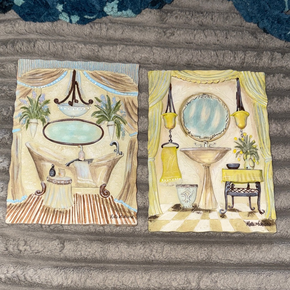 vintage Kate Millen McRostie 3D resin wall plaques